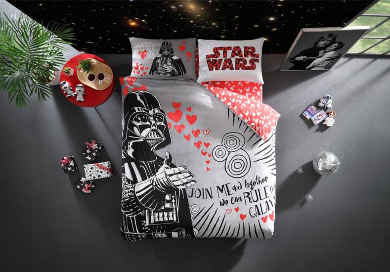 Taç Lisanslı Star Wars Valentines Day Çift Kişilik Nevresim Takımı