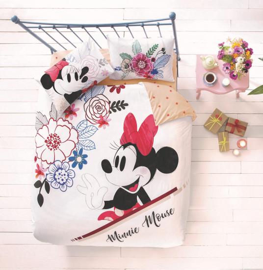 TAÇ Anneler Günü Lisanslı Çift Kişilik Nevresim Takımı Disney Minnie Mickey Watercolour